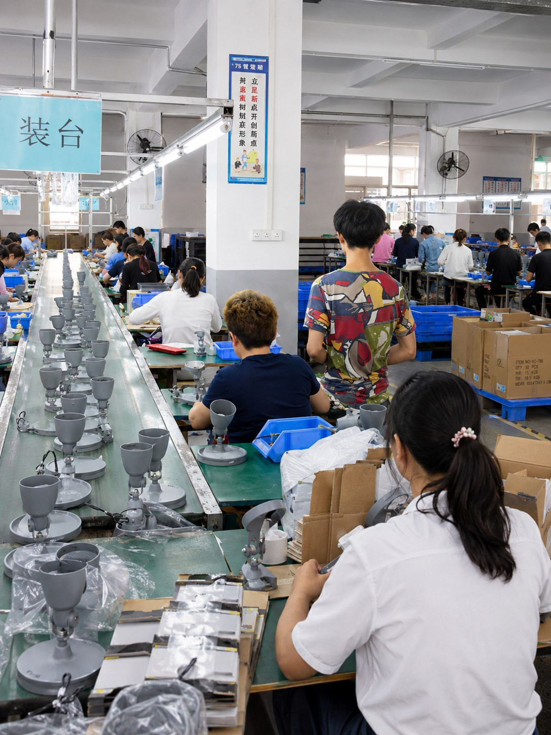 Lighting assembly work on the production floor