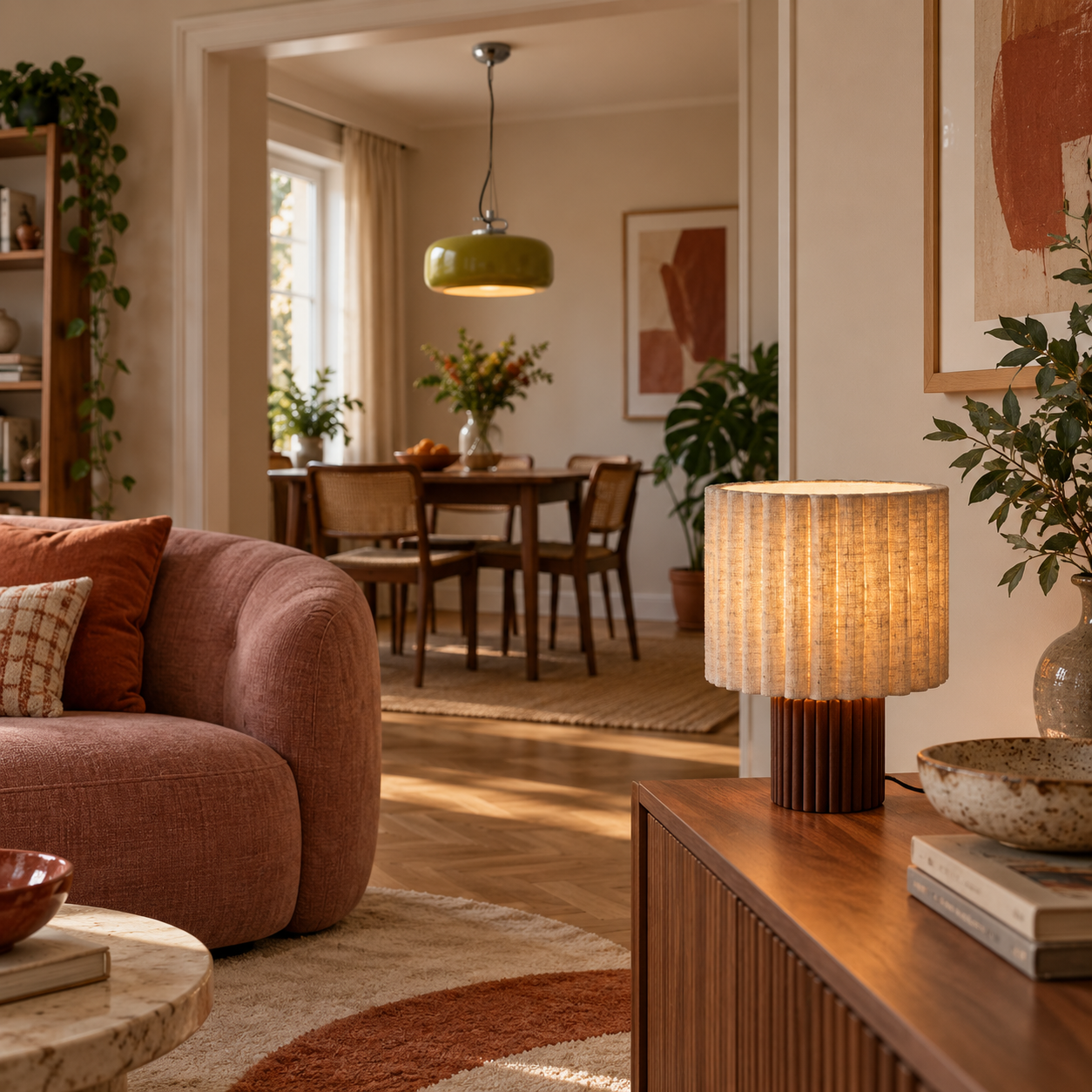 Stylish table lamp enhancing a cozy living space.